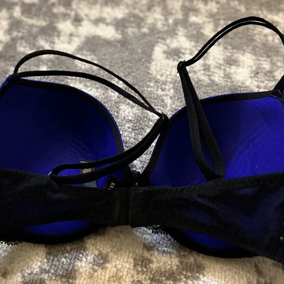 Victoria Secret Purple Satin and Black Lace Very Sexy Lined Demi Bra 34DD - Picture 2 of 5